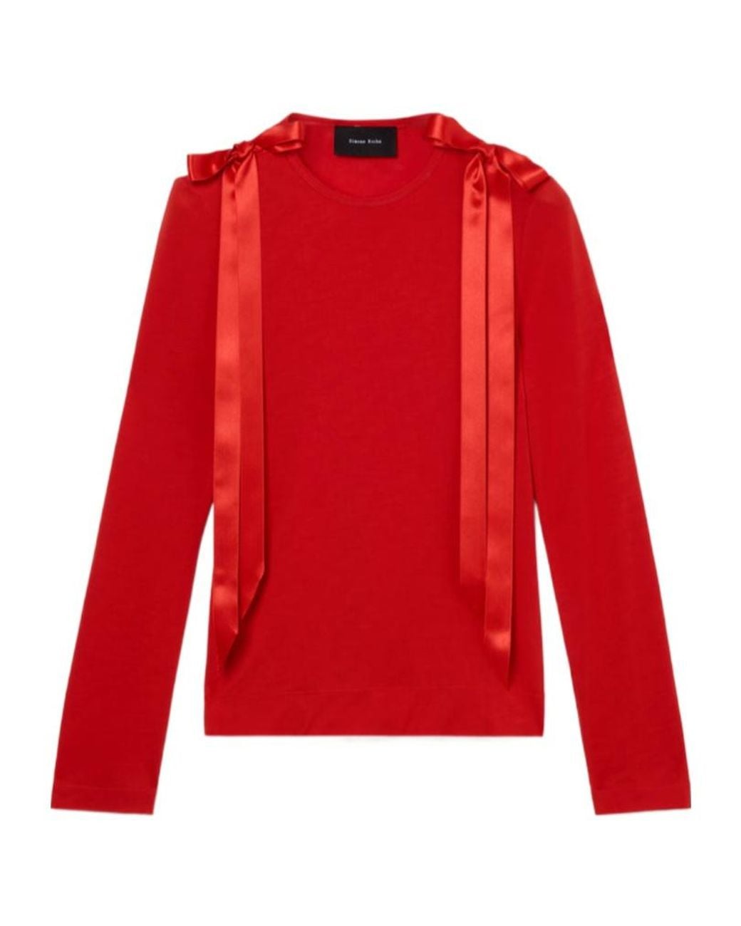 Simone Rocha Red Bow Ribbon Tail Long Sleeve T-Shirt