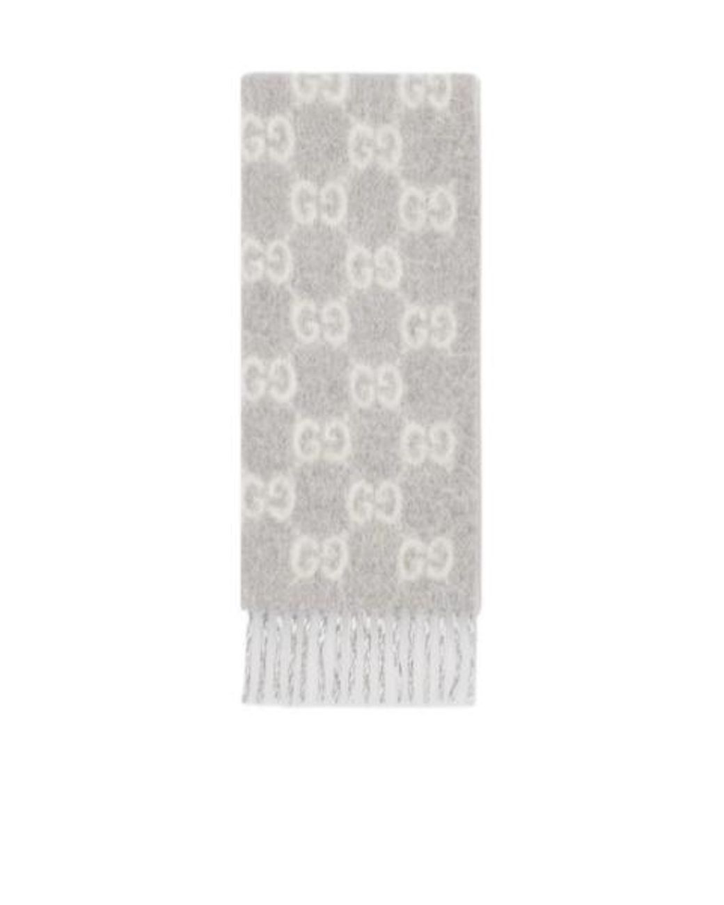 Gucci White Gg Alpaca Wool Blend Scarf