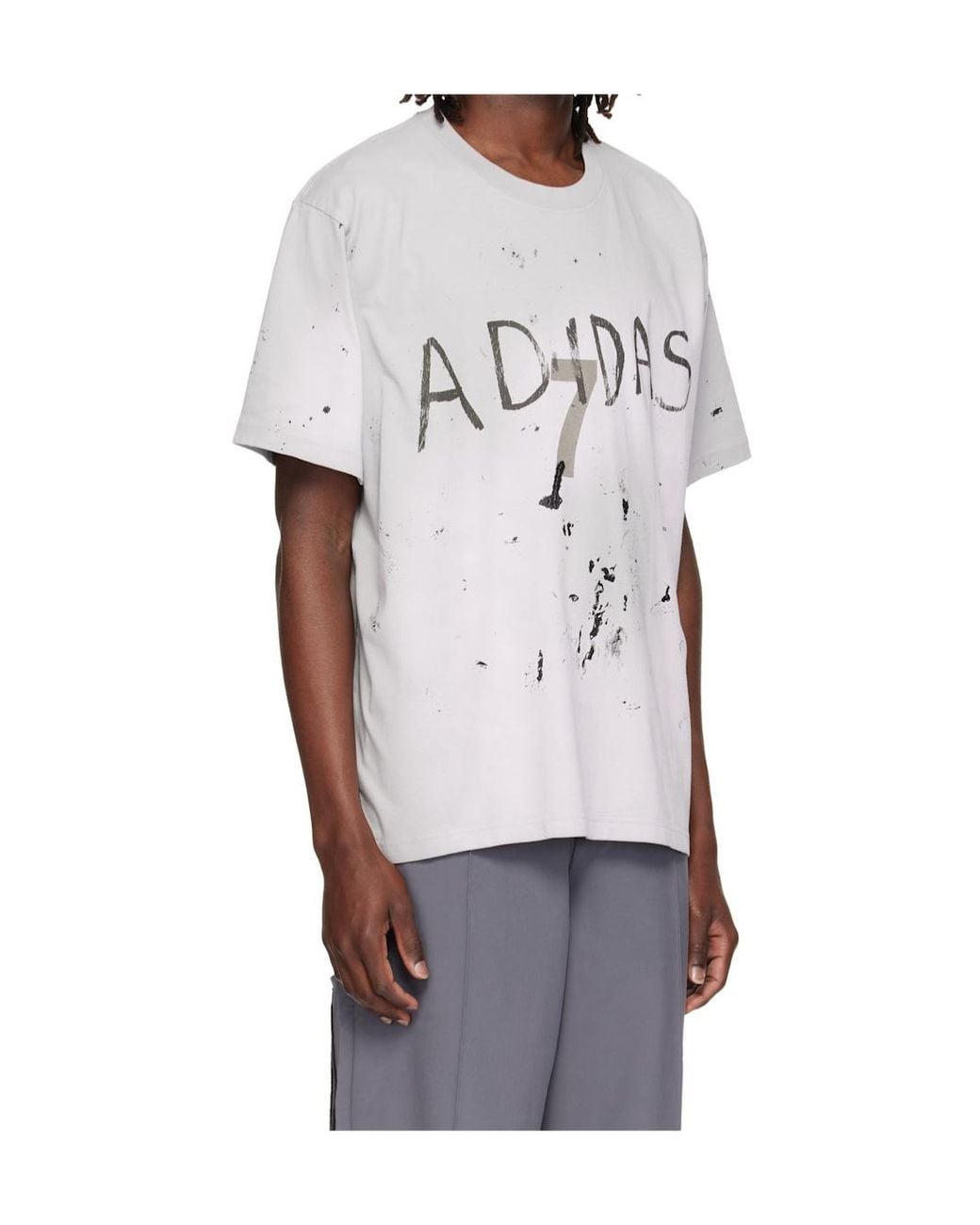 Song For The Mute White X Adidas 007 Logo-Print Paint-Splatter T-Shirt for men