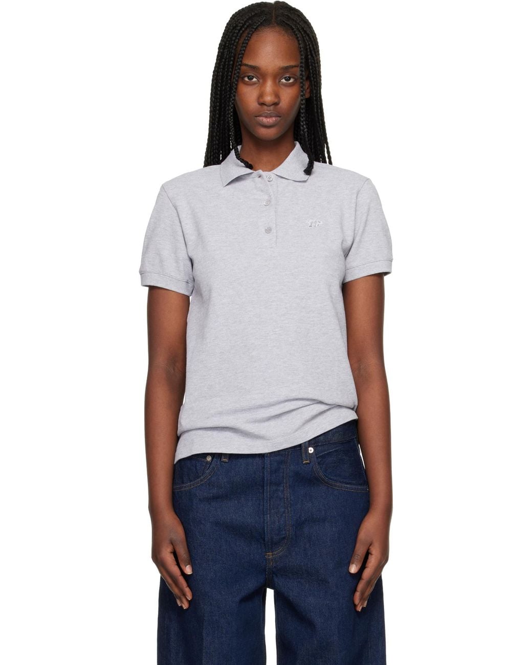 Maison Kitsuné Gray Maison Kitsuné Baby Fox Regular Polo Shirt