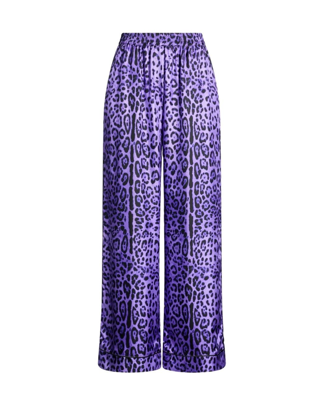 Dolce & Gabbana Purple Leopard Print Casual Trousers