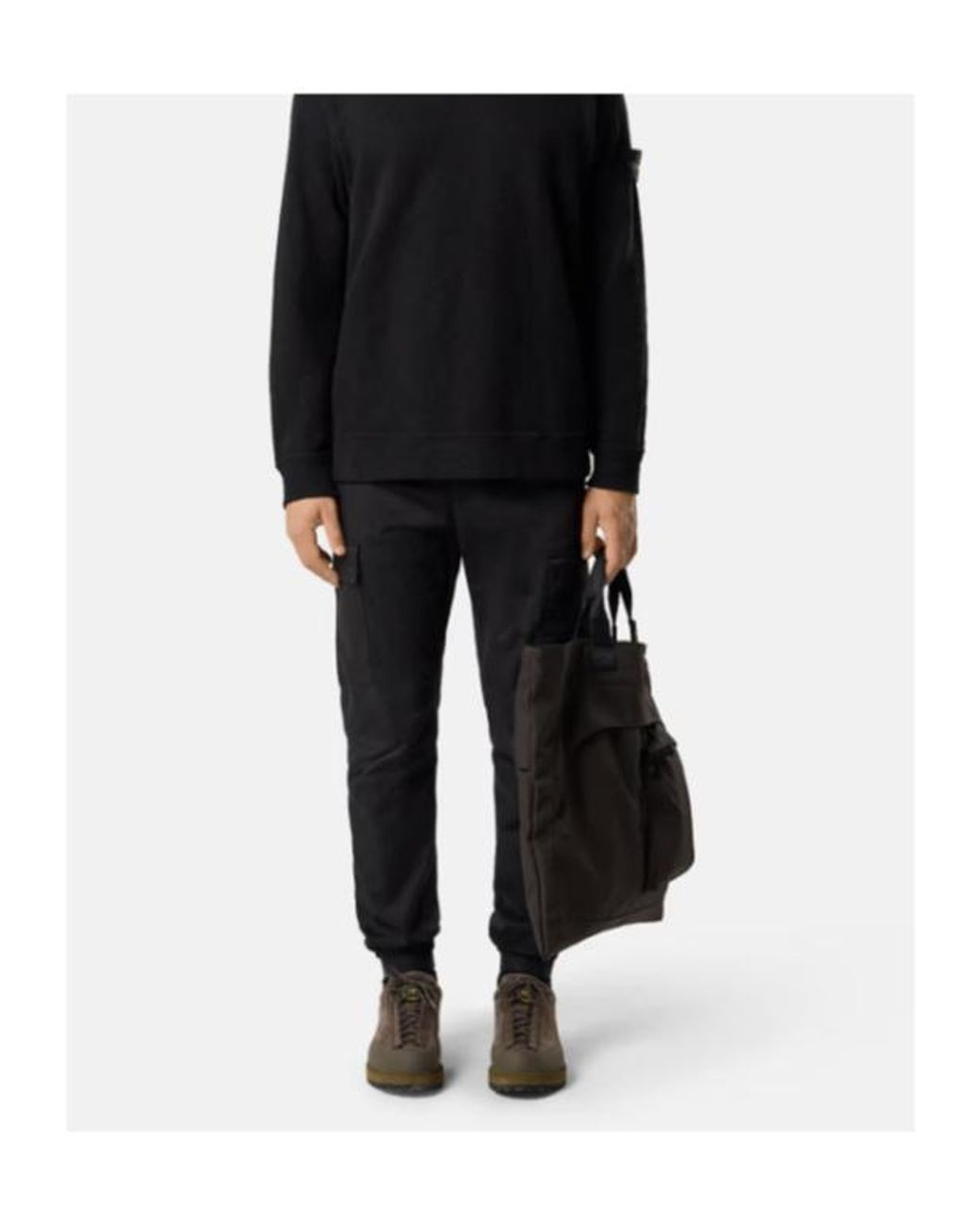 Stone Island Blue Compass Patch Cargo Trousers for men