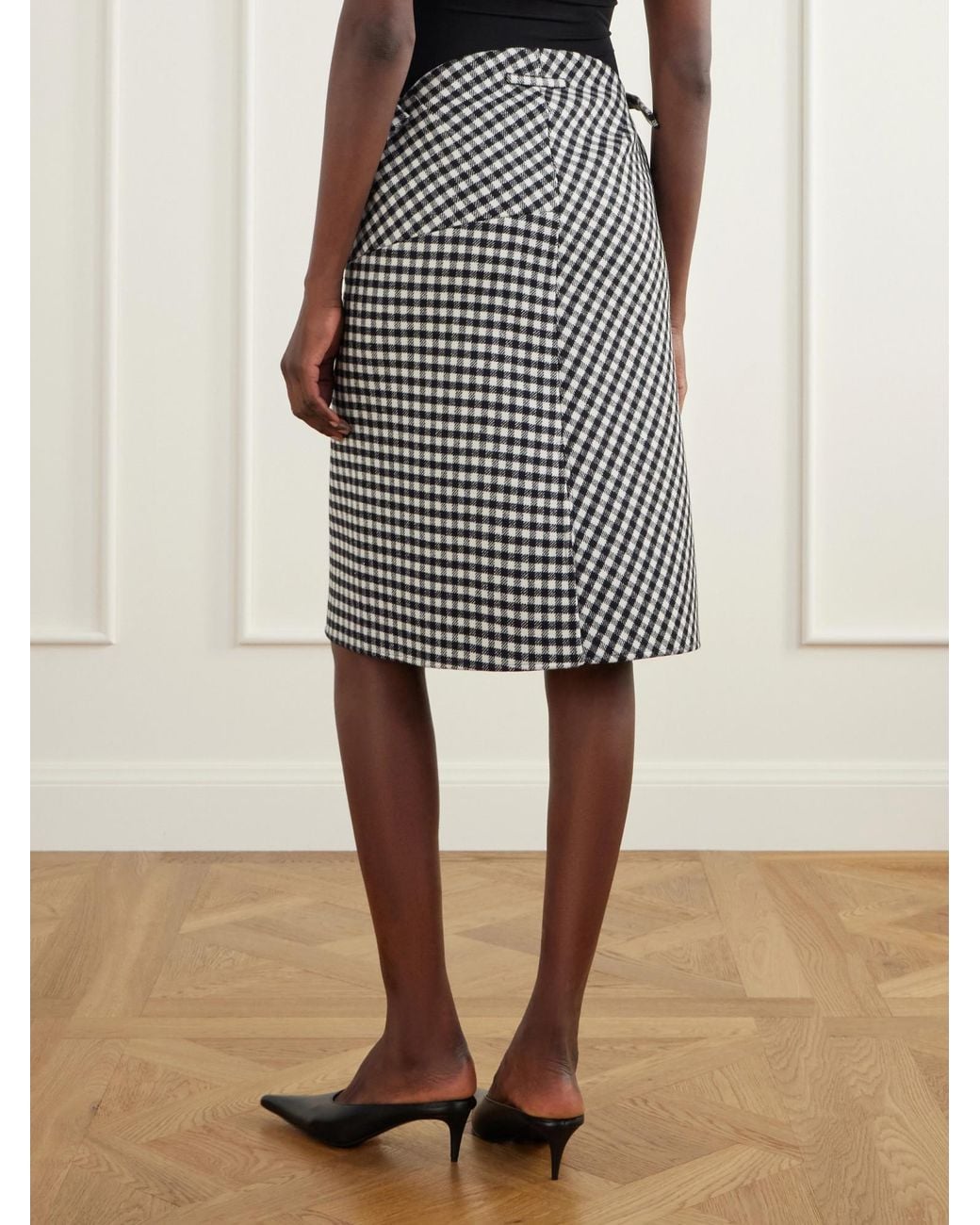 Jean Paul Gaultier Black Checked Midi Skirt