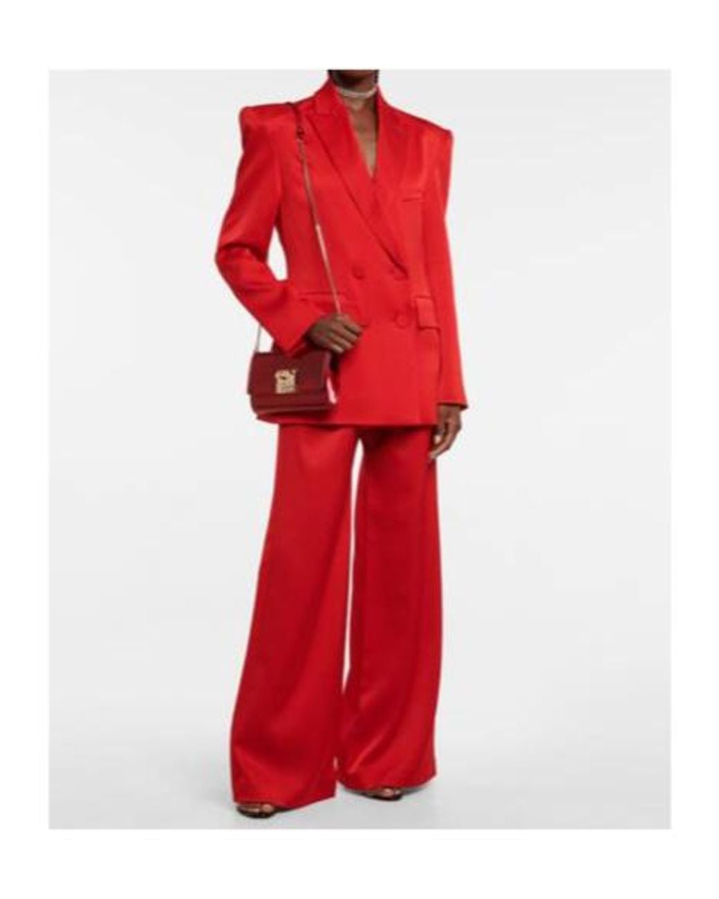 Alex Perry Red Wells Satin Crepe Blazer