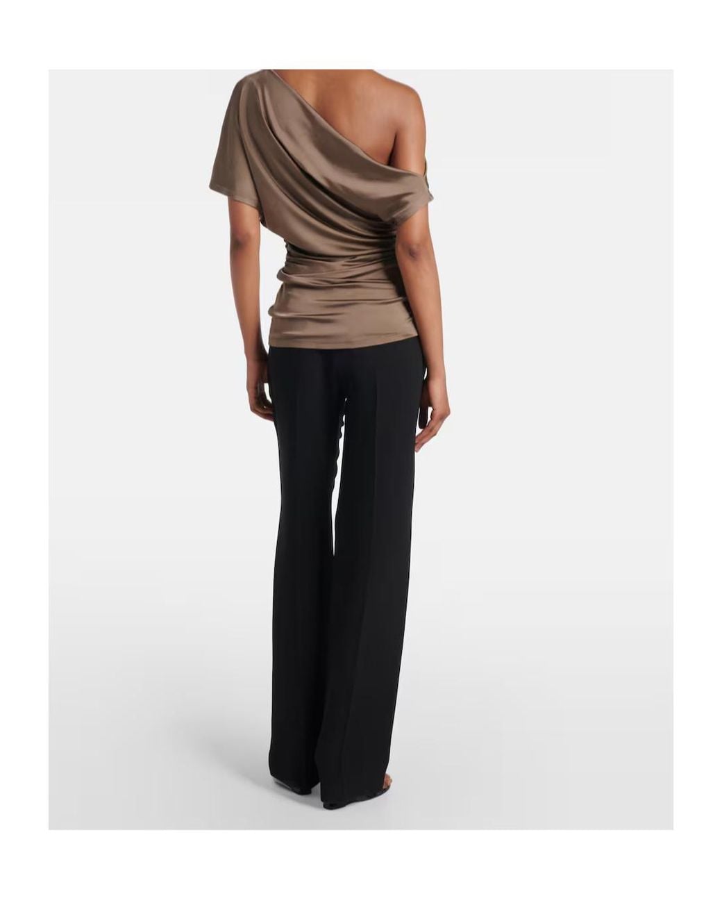 TOVE Brown Edel Ruched Draped Jersey Top