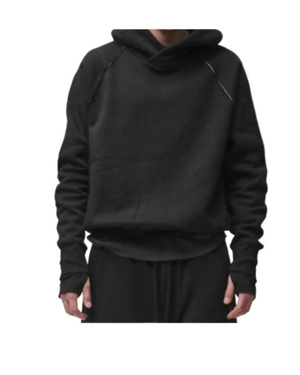 Thom Krom Black Funnel-Neck Hoodies for men