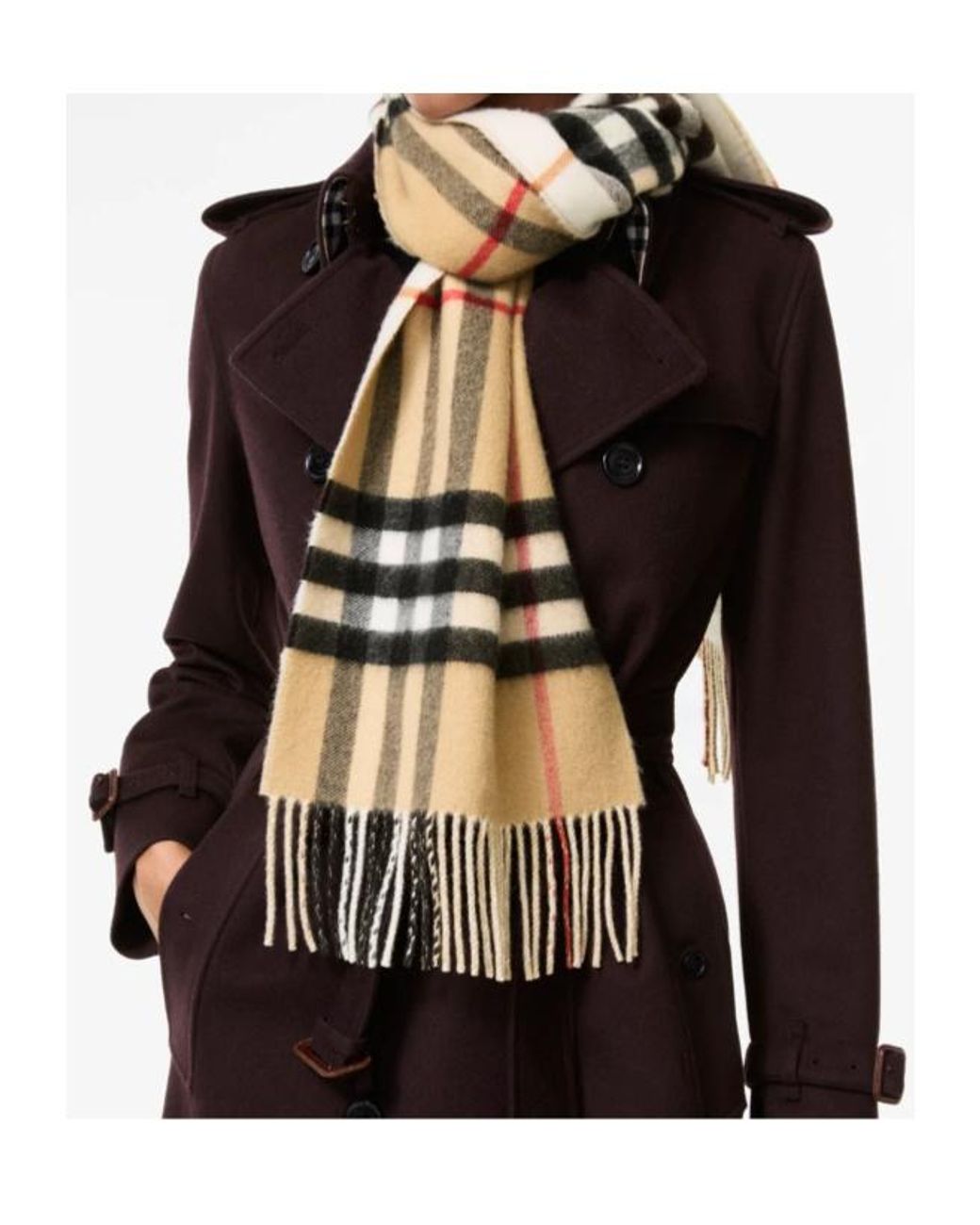 Burberry Natural Reversible Check Cashmere Scarf for men