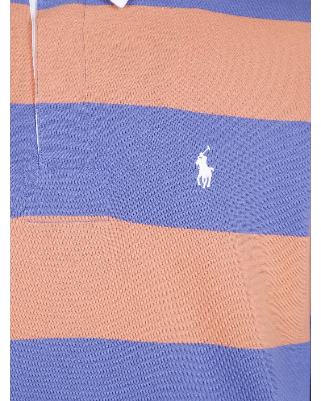 Polo Ralph Lauren Blue Logo Embroidered Striped Polo Shirt for men
