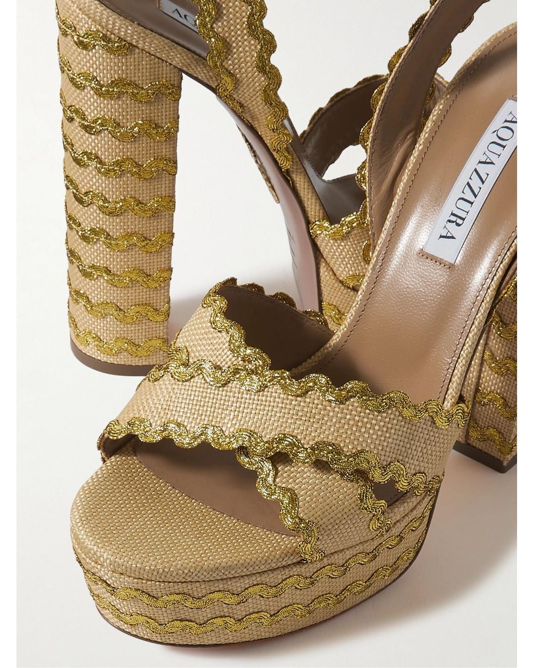 Aquazzura Metallic Minimalist Straw Sandals