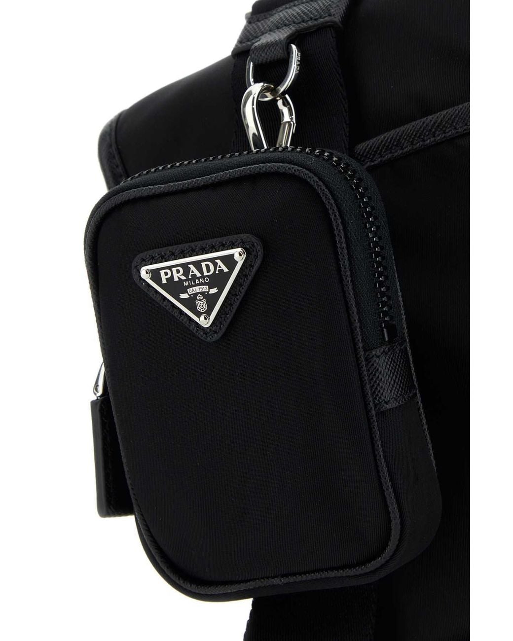 Prada Black Logo-Plaque Buckle Fastened Crossbody Bag for men
