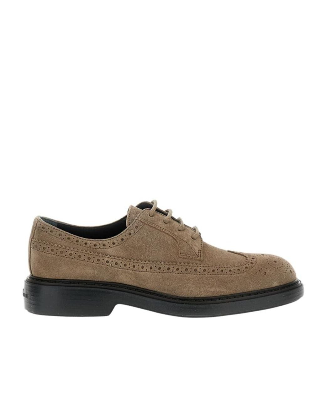 Hogan Brown Round Toe Lace-Up Shoes for men