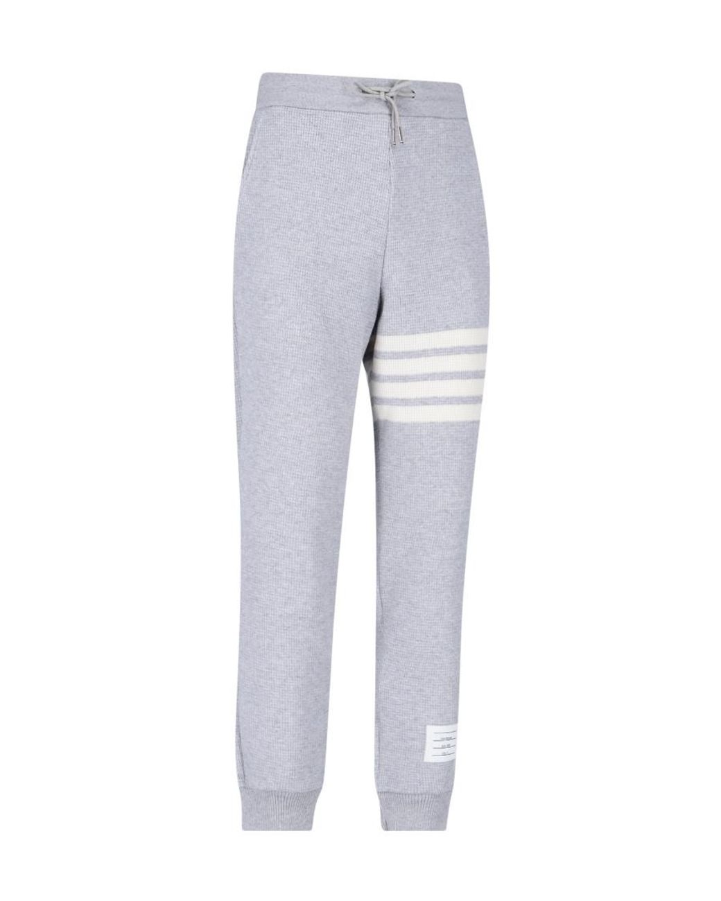 Thom Browne Gray Waffle-Knitted Drawstring Pants for men