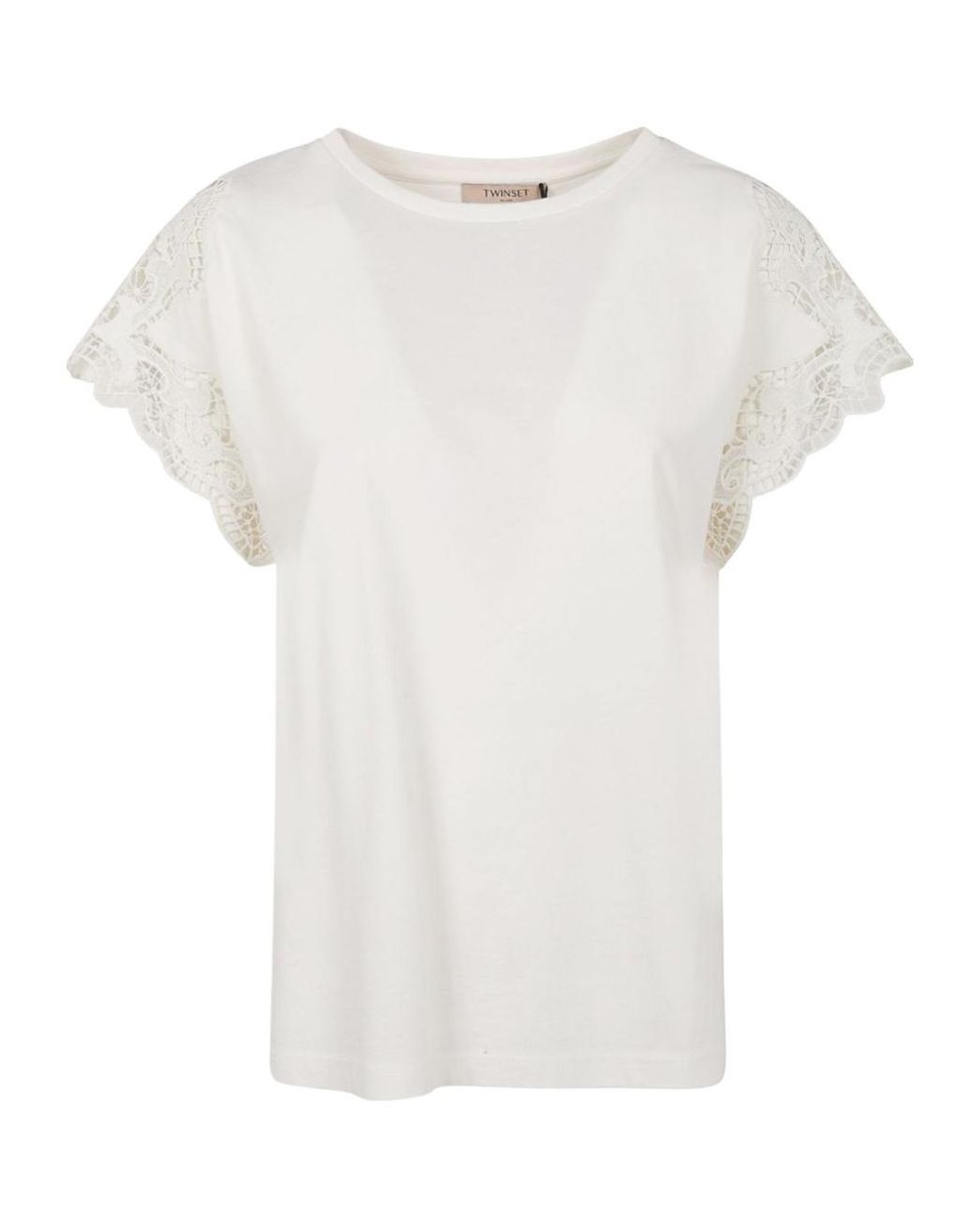 Twinset White Lace Regular Fit T-Shirt