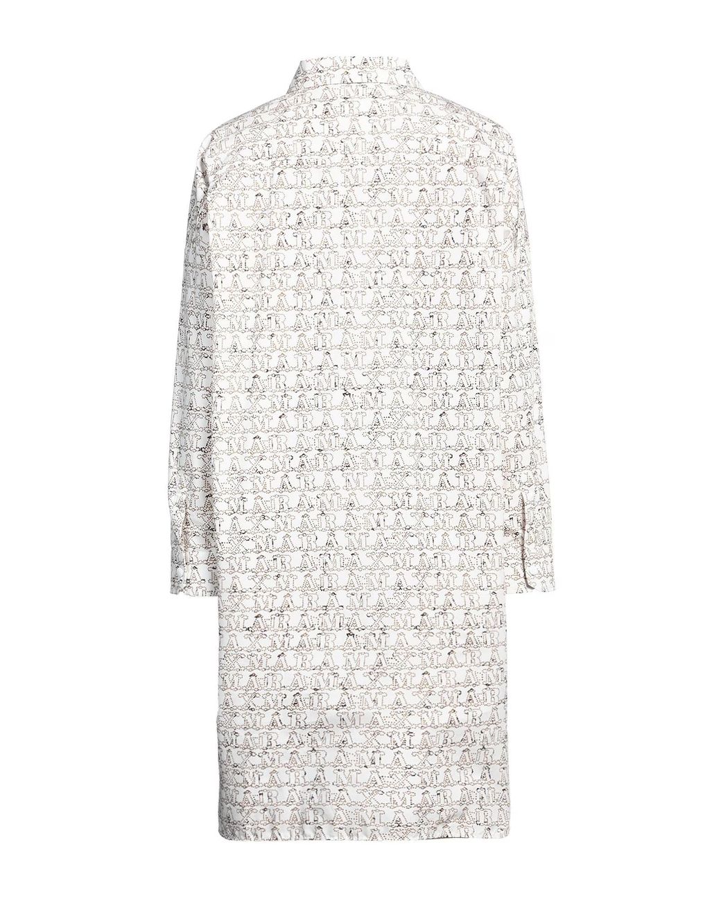 Max Mara White Colorful Long-Sleeve Shirt Dress