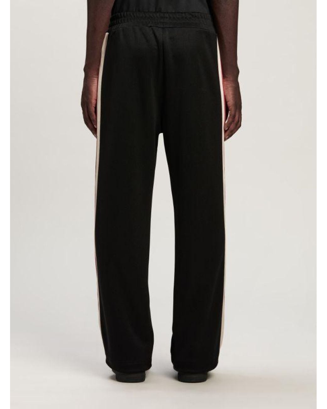 Palm Angels Black Monogram Embroidered Side Stripe Detailed Track Pants for men