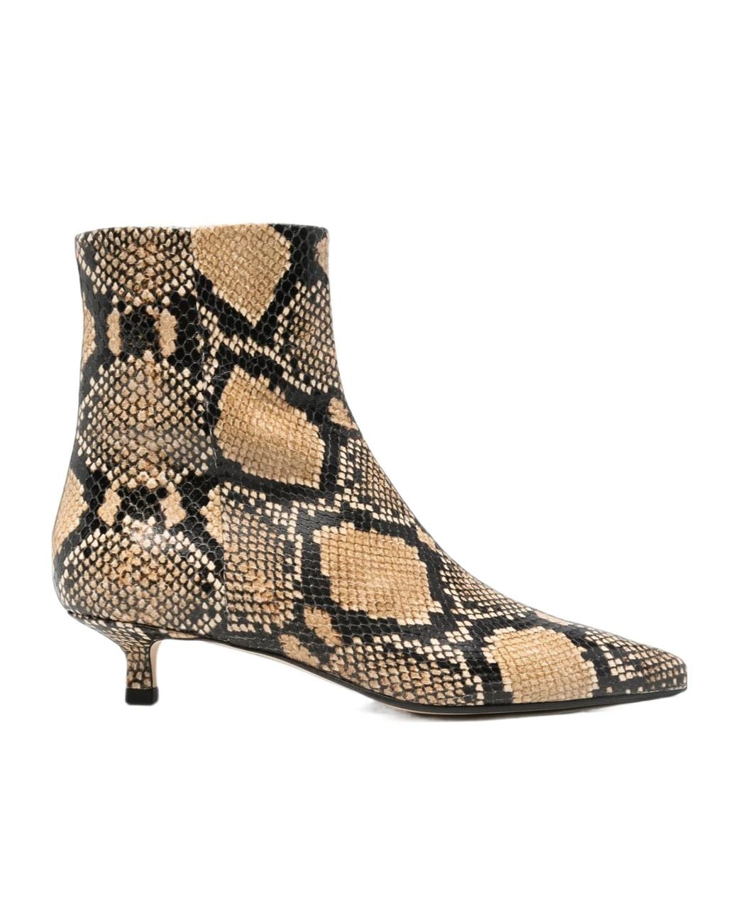 Aeyde Natural Sofie Snakeskin-Effect Leather Ankle Boots