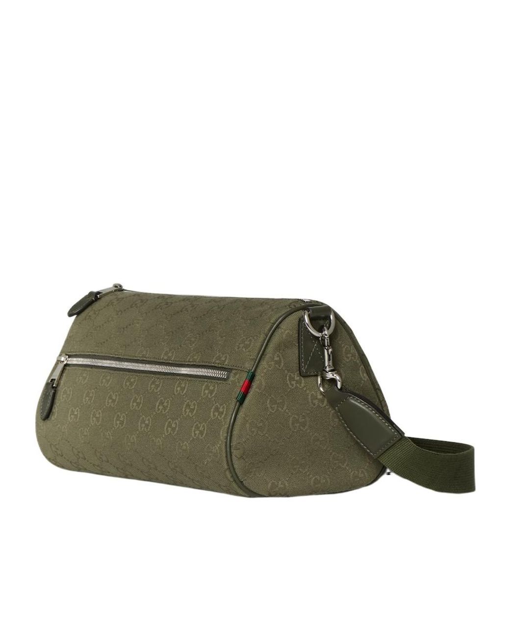Gucci Green Gg Monogrammed Cylinder Duffle Bag for men