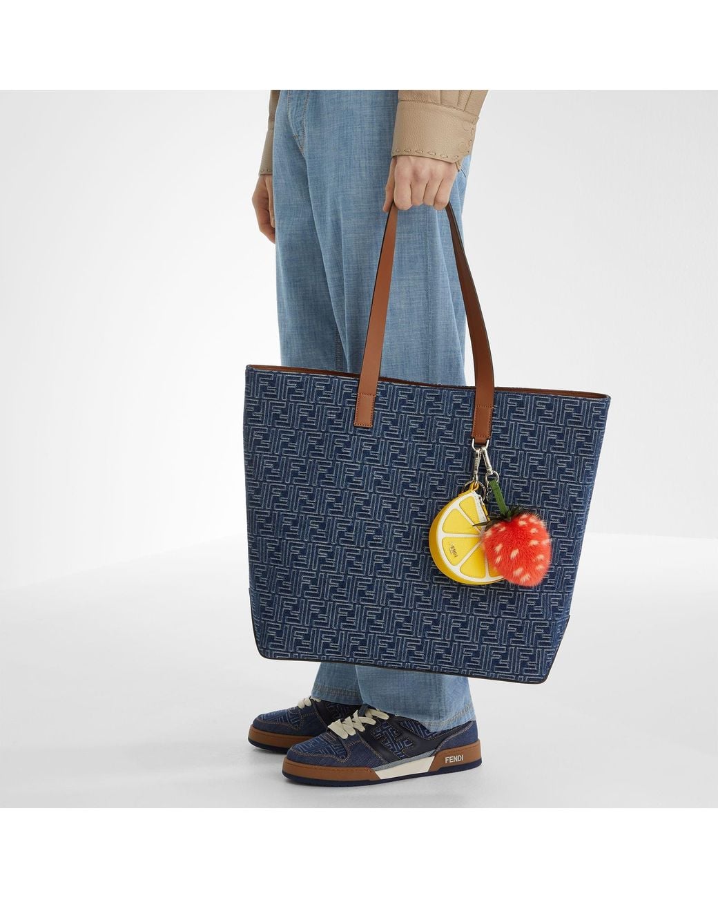 Fendi Blue Ff Jacquard Medium Tote Bag for men