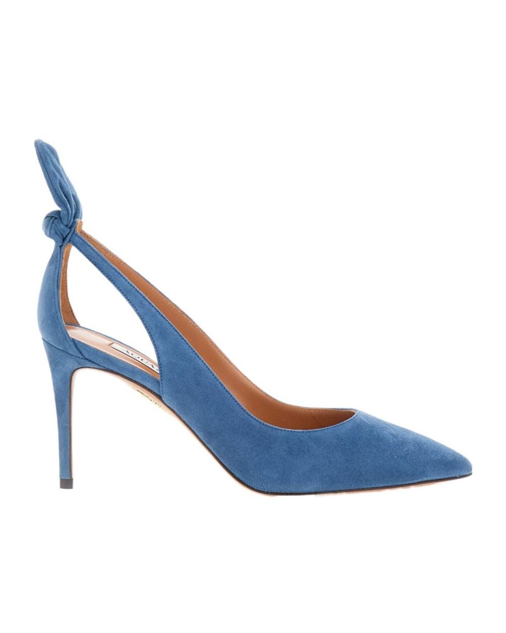 Aquazzura Blue Bow Tie Pointed-Toe Pumps