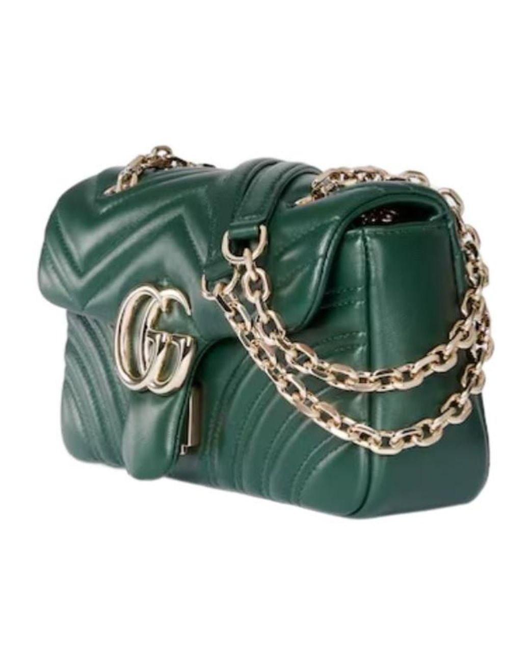 Gucci Green Gg Marmont Quilted Small Shoulder Bag