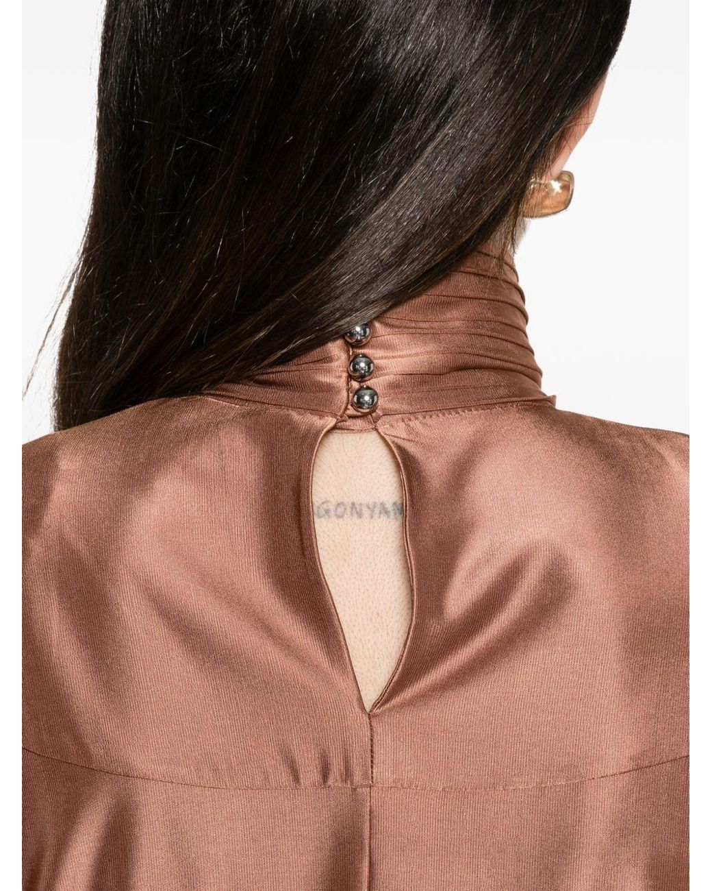 Rabanne Brown Rabanne High-Neck Blouse