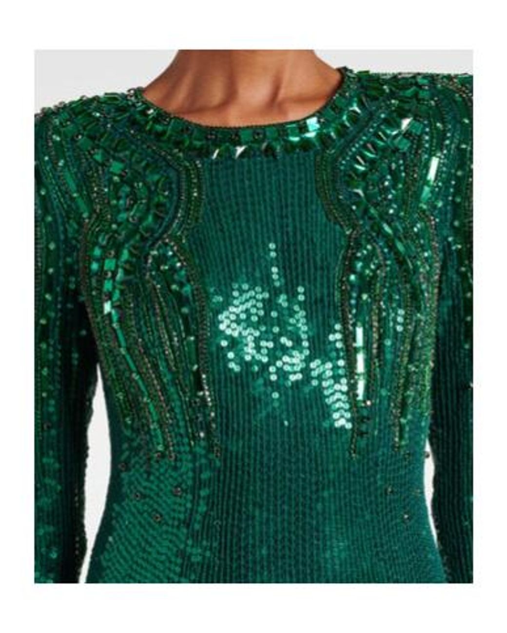 Jenny Packham Green Paloma Embellished Sequined Gown