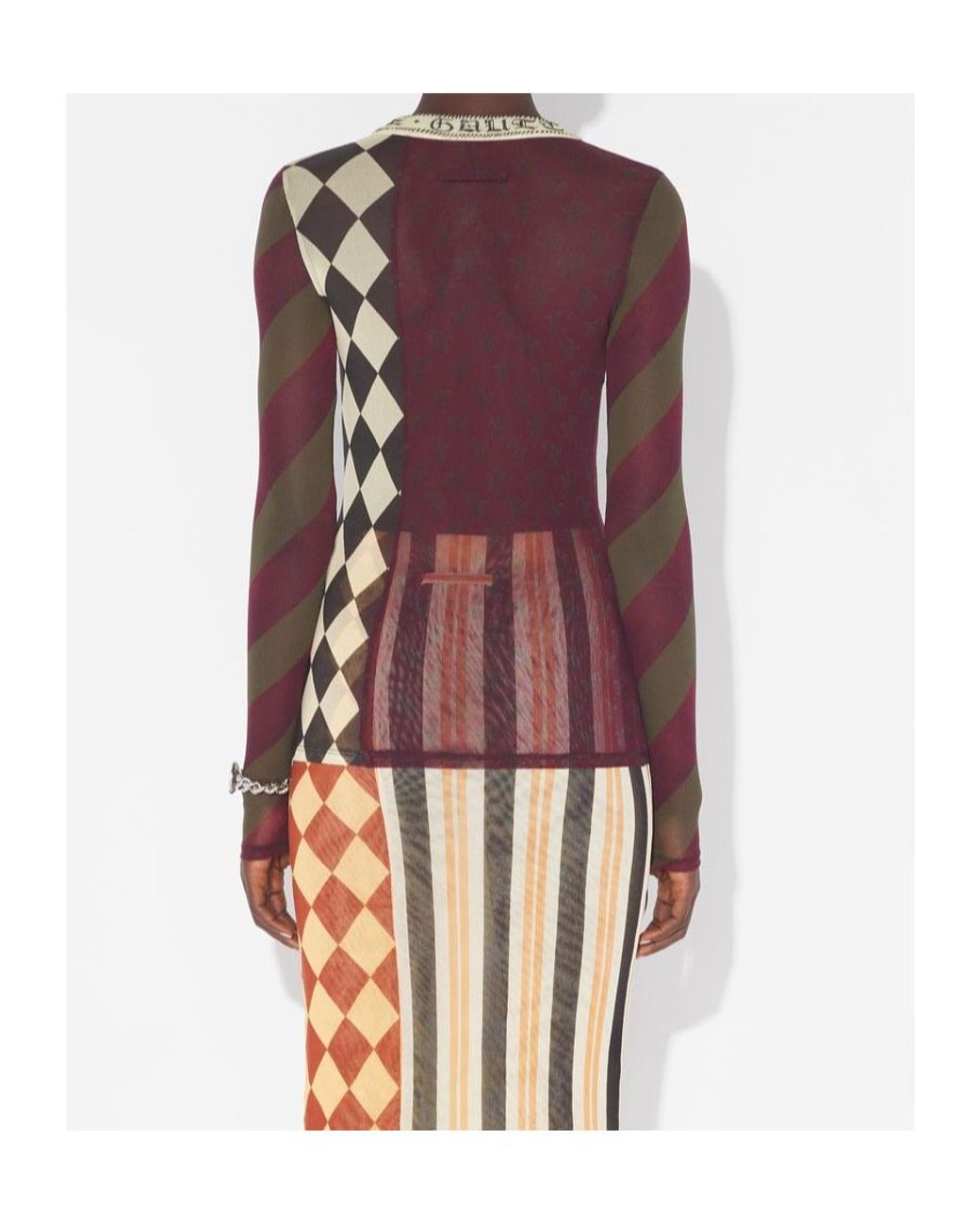 Jean Paul Gaultier Purple Patchwork Long-Sleeves Top