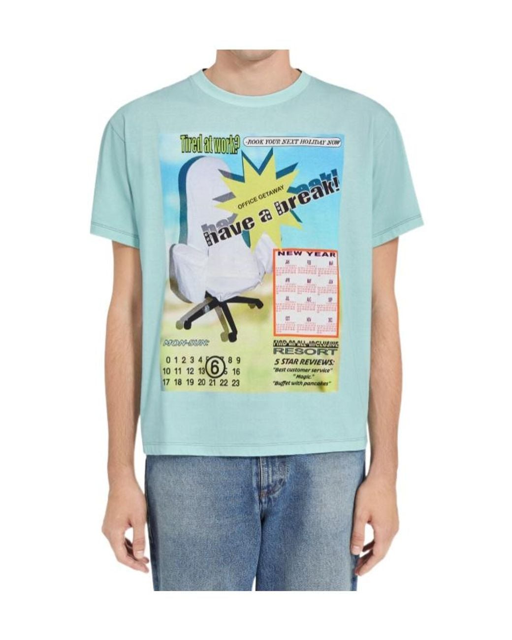 MM6 by Maison Margiela Blue Crew-Neck T-Shirt for men