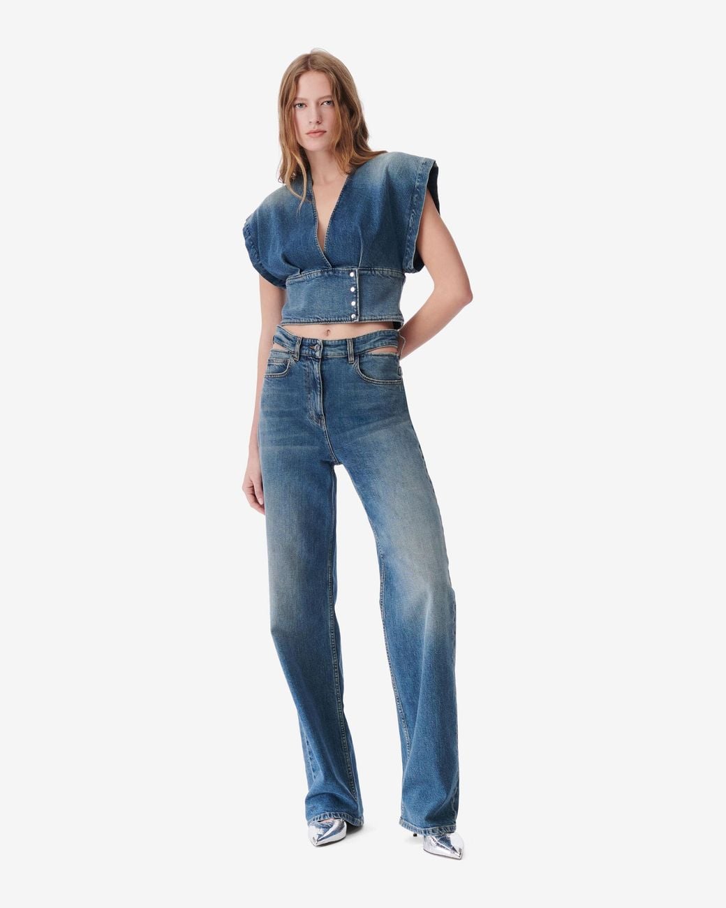 IRO Blue Lamberta Large Silhouette Hollowed-Out Jeans