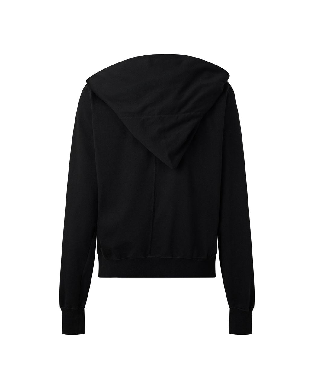 Rick Owens Black Cropped Full-Zip Hooded Sweatshirt for men