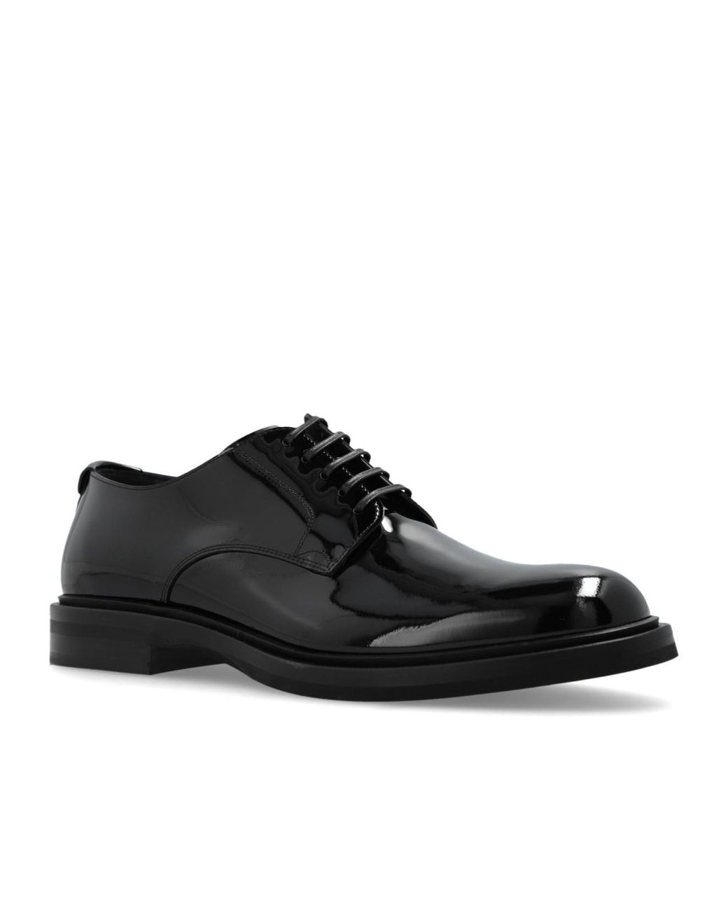 Dolce & Gabbana Black Round Toe Derby Shoes for men