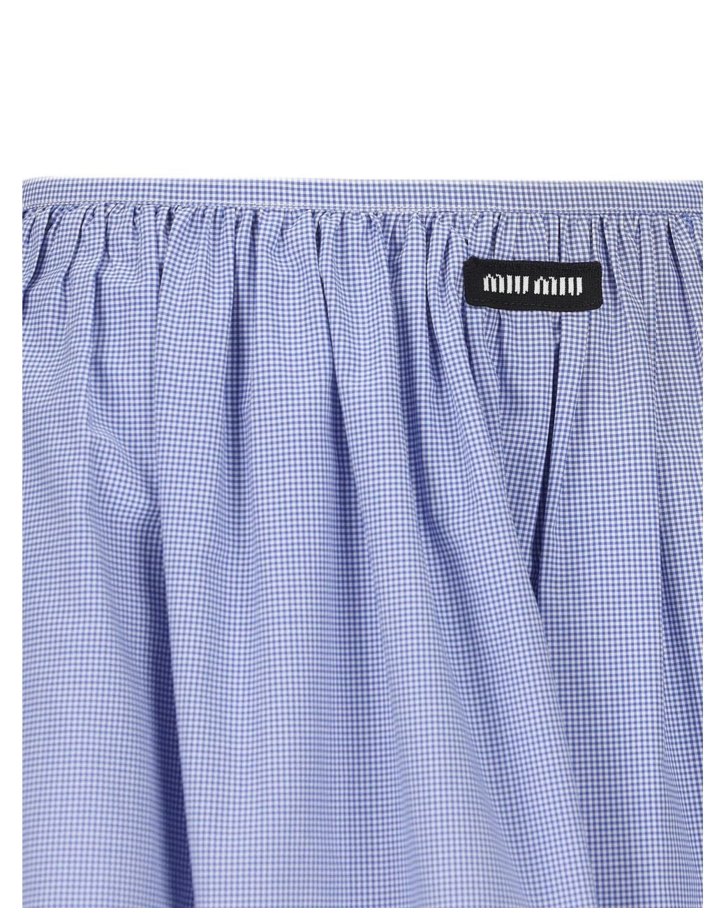 Miu Miu Blue Logo-Patch Midi Skirt