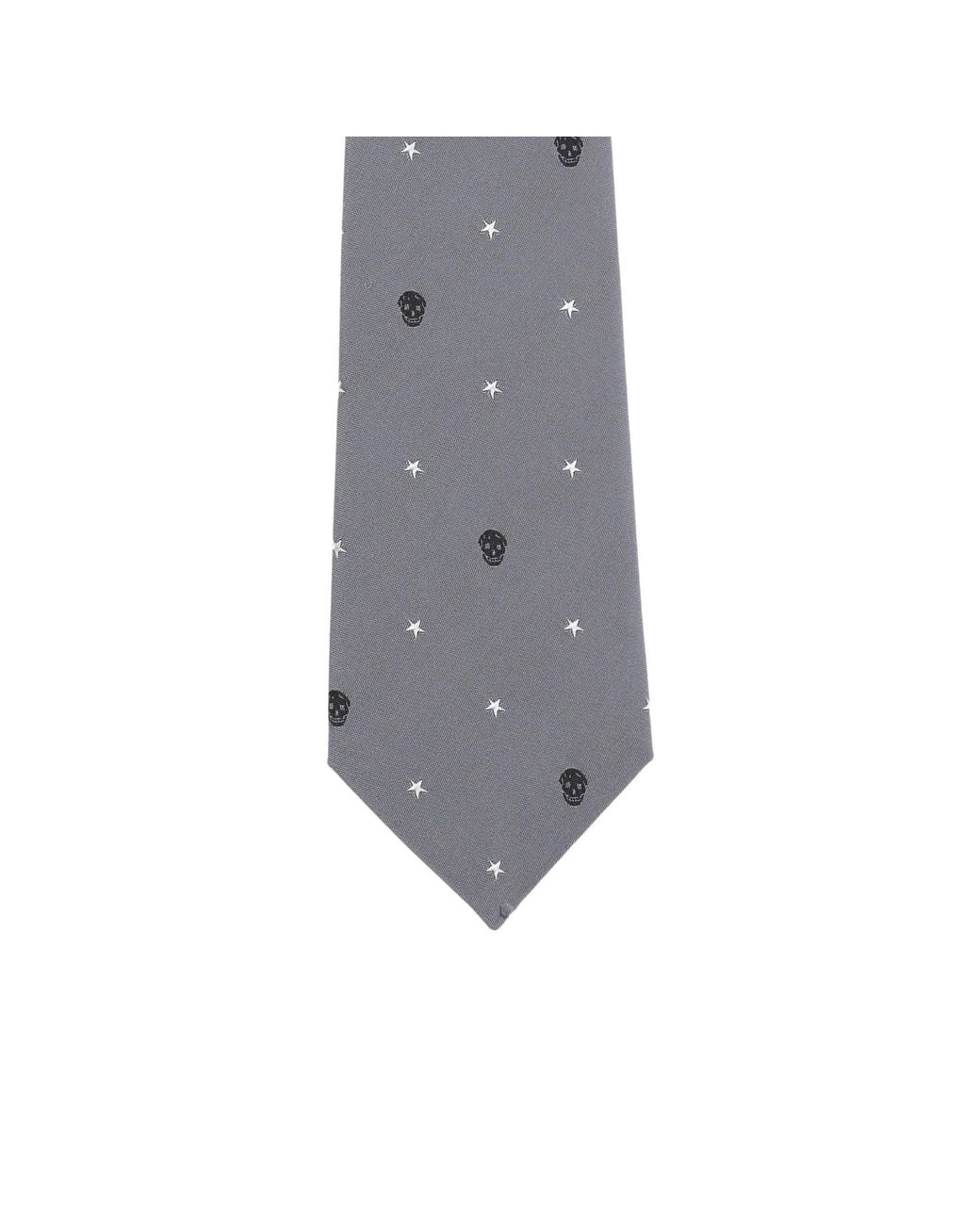 McQueen White Patterned-Jacquard Tie for men