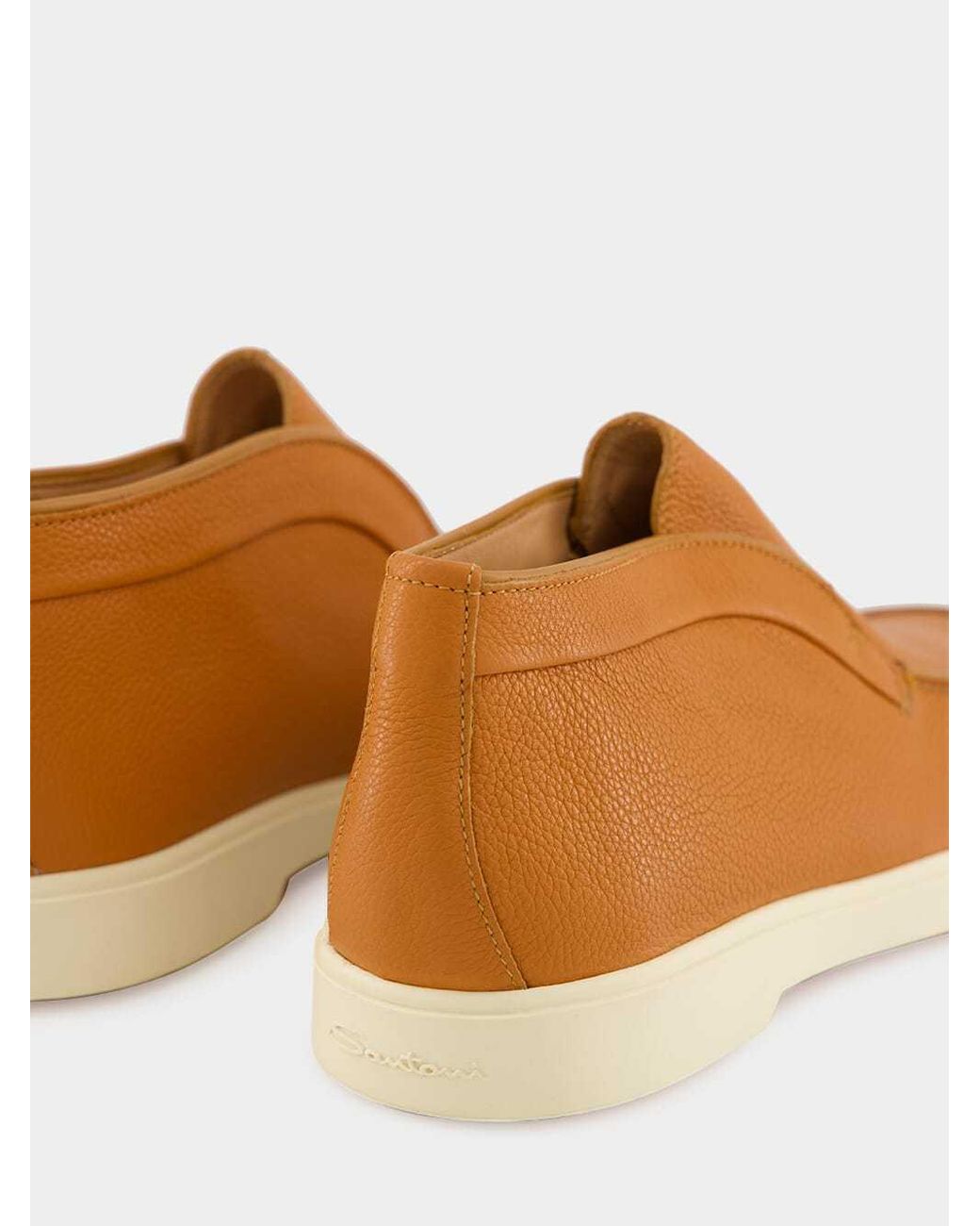 Santoni Brown Leather Slip-On Boots