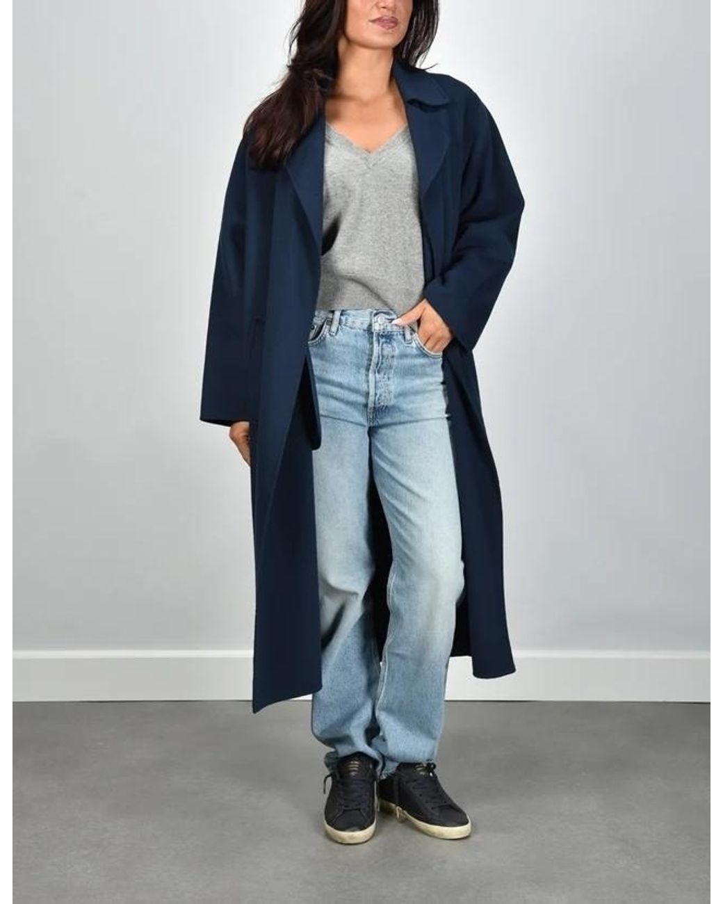Weekend by Maxmara Blue Operoso Belted Long Coat