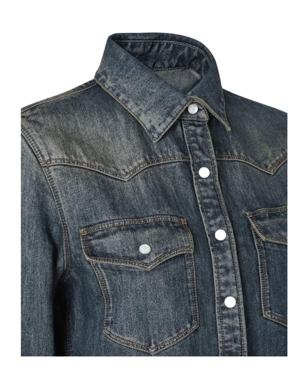 Fendi Blue Western Shirt Denim Dress