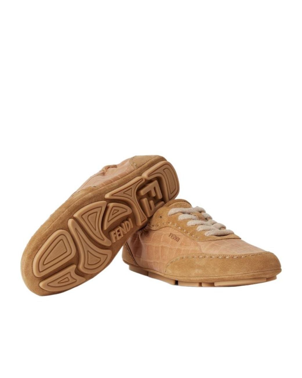 Fendi Brown Fit Low-Top Sneakers for men