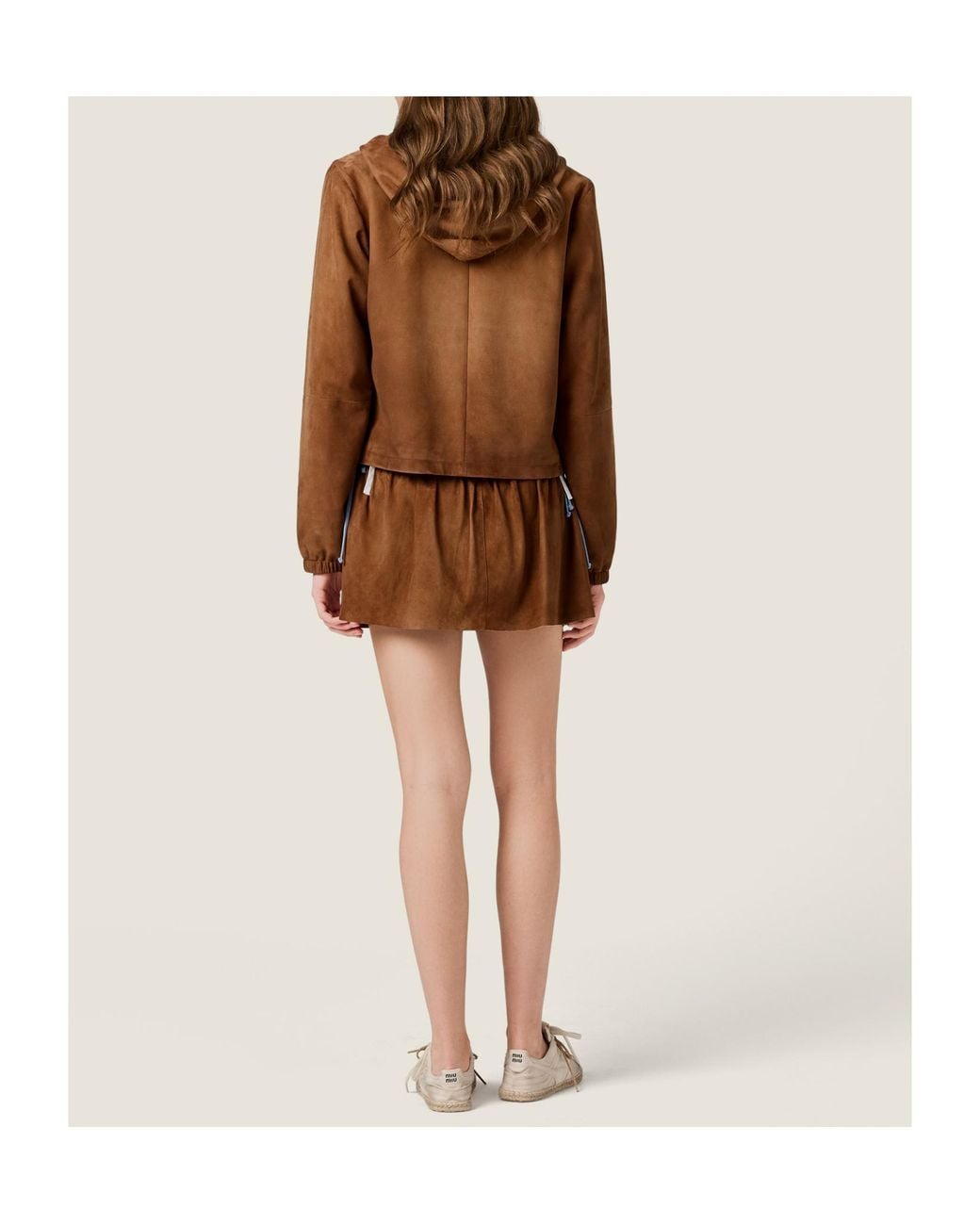 Miu Miu Brown Waxed Suede Blouson Jacket