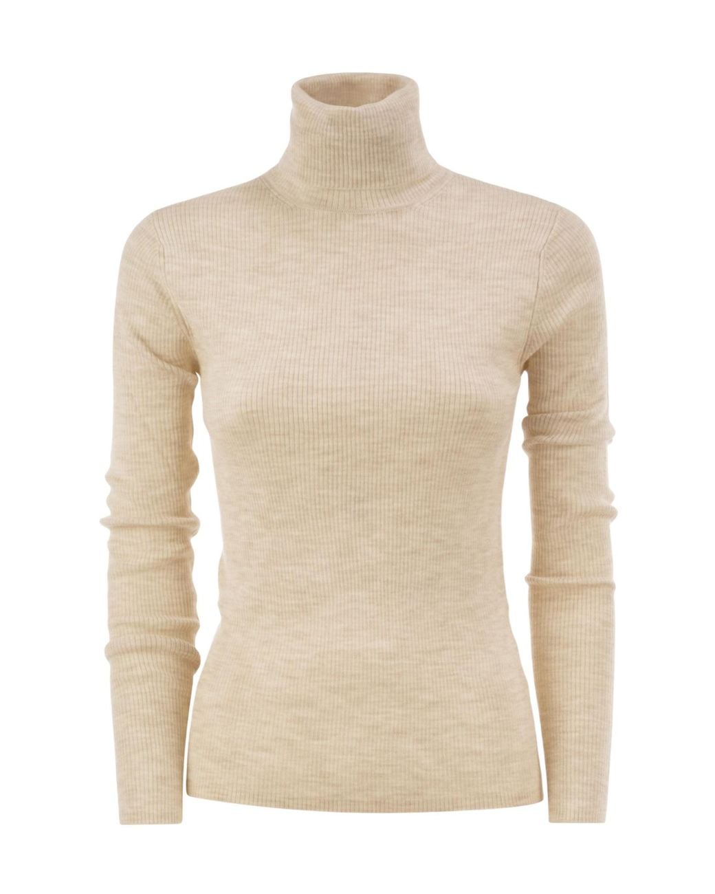 Mc2 Saint Barth Natural Erika Ribbed Roll Neck Knitted Sweater
