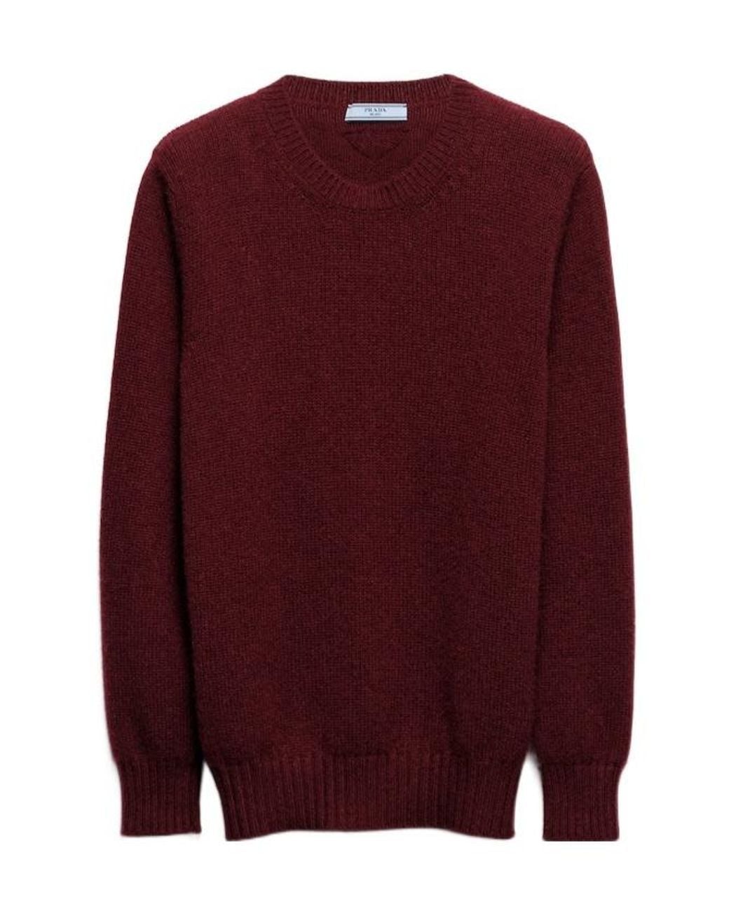 Prada Red Wool And Cashmere Crew-Neck Sweater
