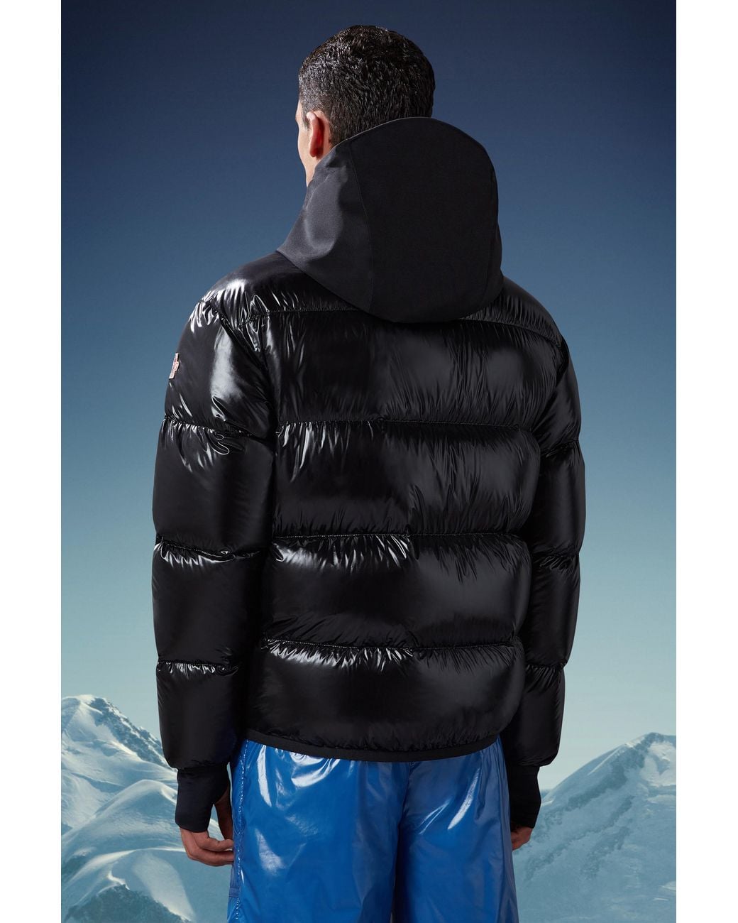 Moncler Black Grenoble Logo Patch Padded Down Jacket for men