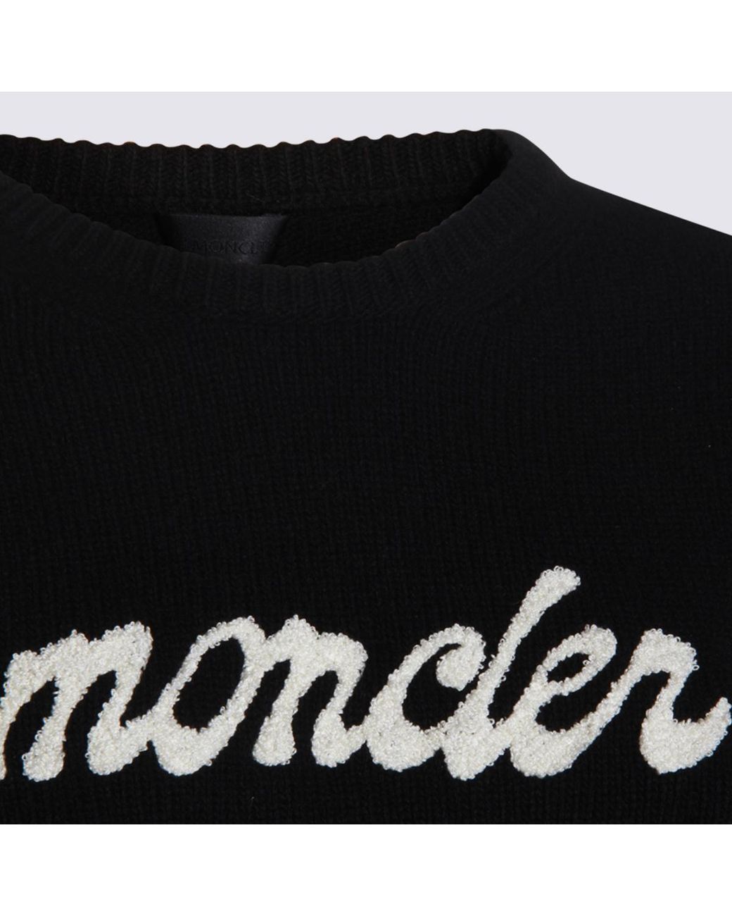 Moncler Black Logo Detailed Crewneck Jumper