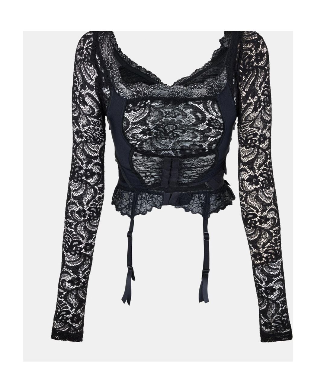 Balenciaga Black Lace Long-Sleeve T-Shirt