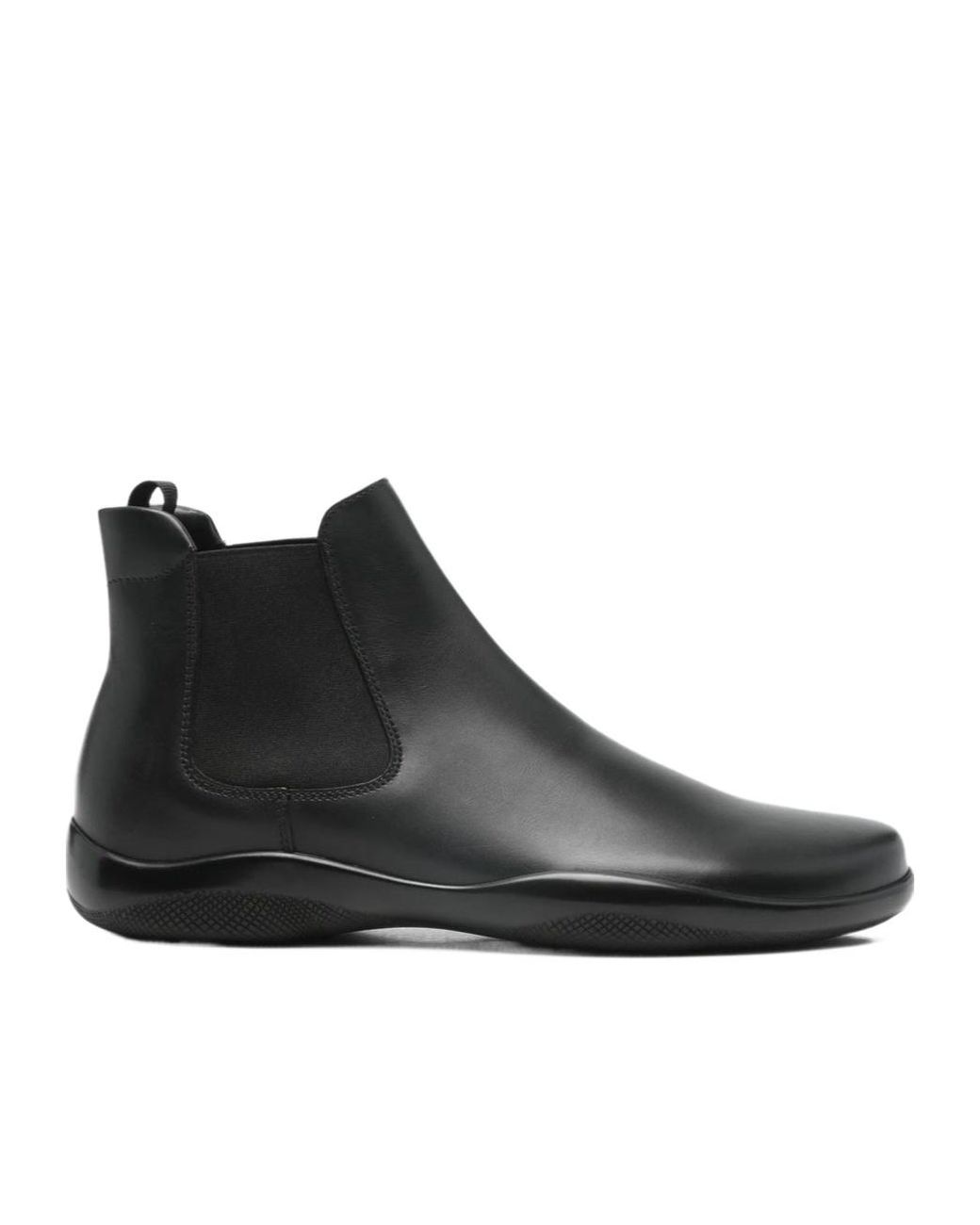 Prada Black Stretch-Panel Ankle Boots for men