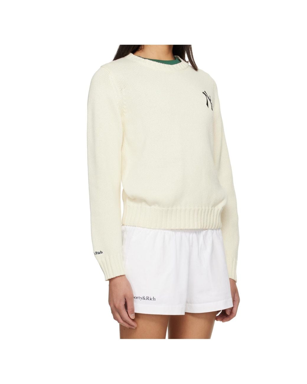 Sporty & Rich White Crew Neck Knit Sweater