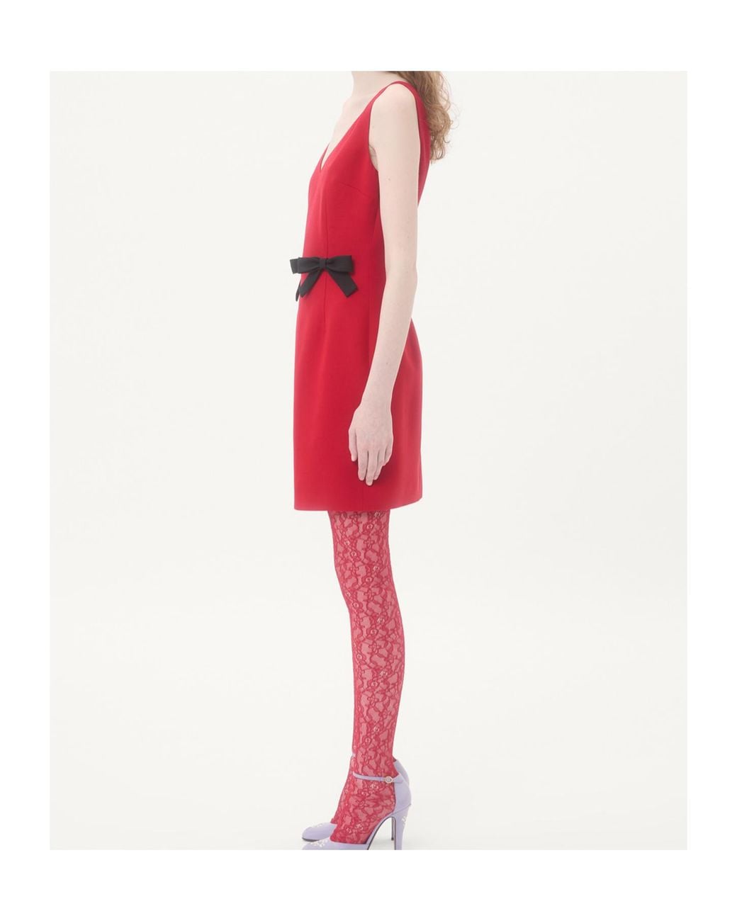 Valentino Red Bow V-Neck Mini Dress