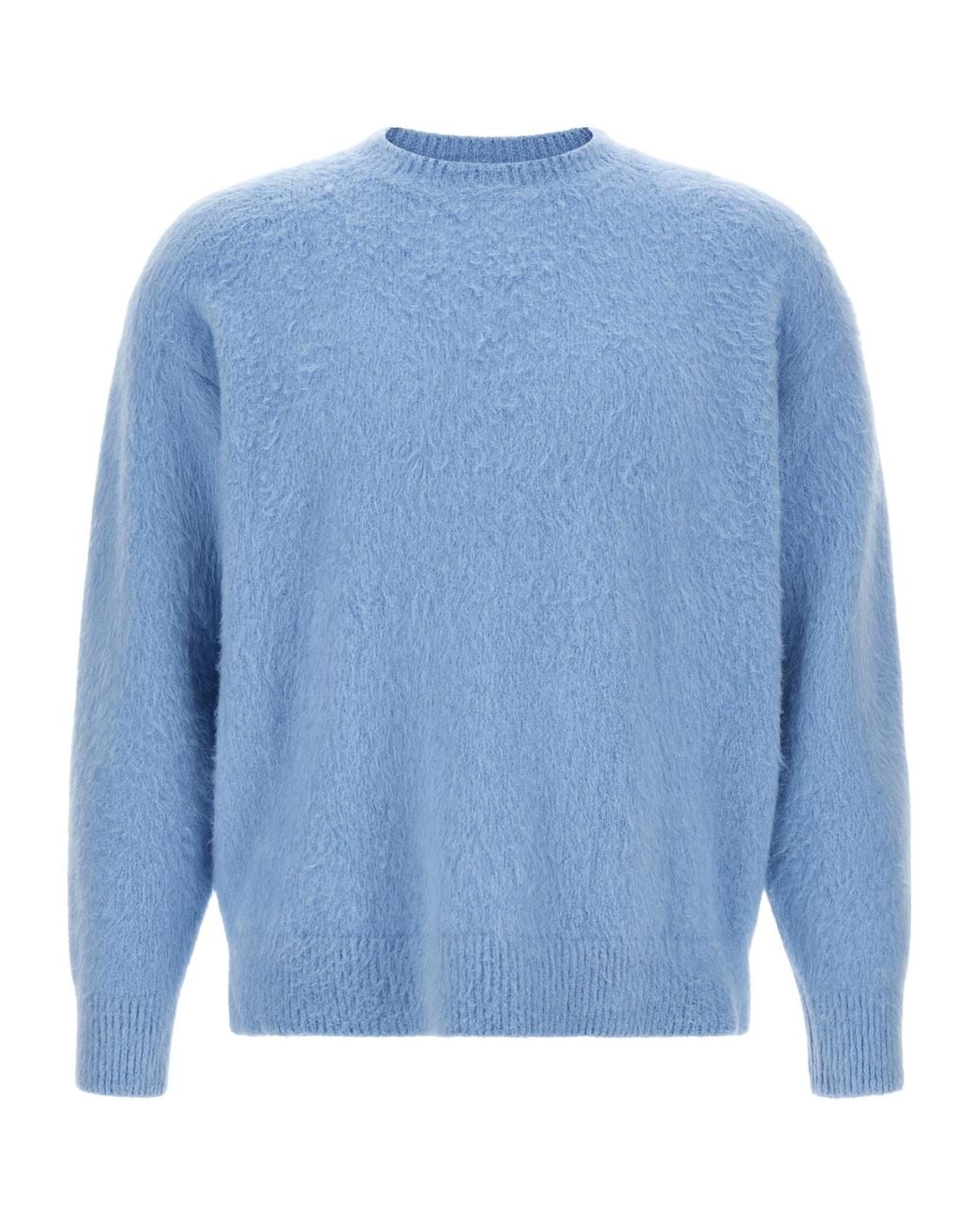 Roberto Collina Blue Crew Neck Fluffy Knit Sweater for men