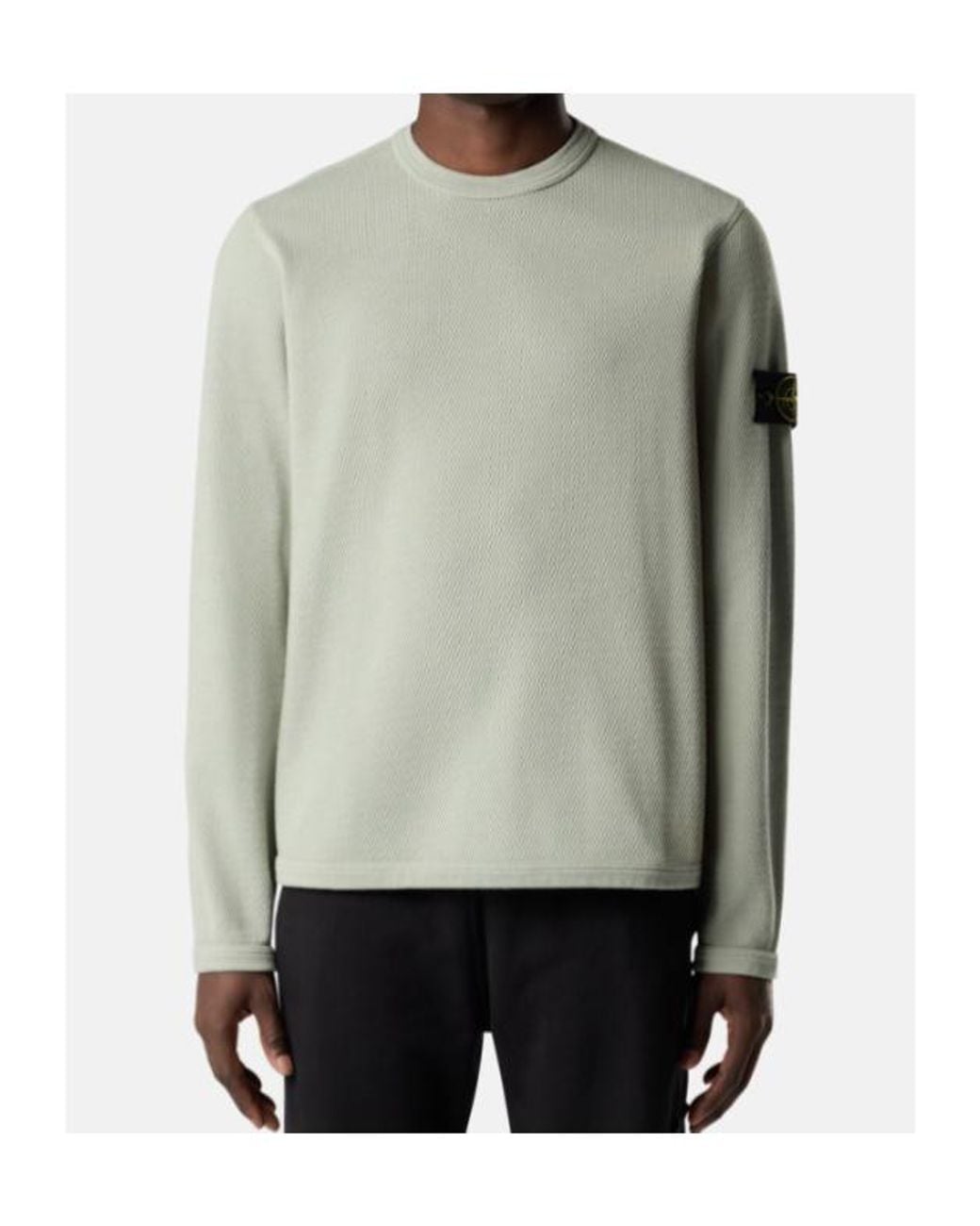 Stone Island Green Logo Patch Crewneck Sweatshirt for men