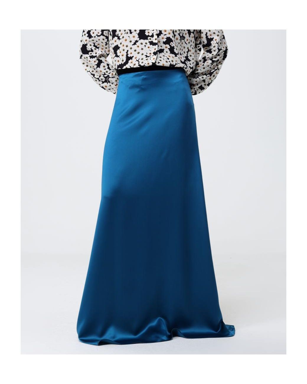 Valentino Blue Elastic Waist Midi Skirt