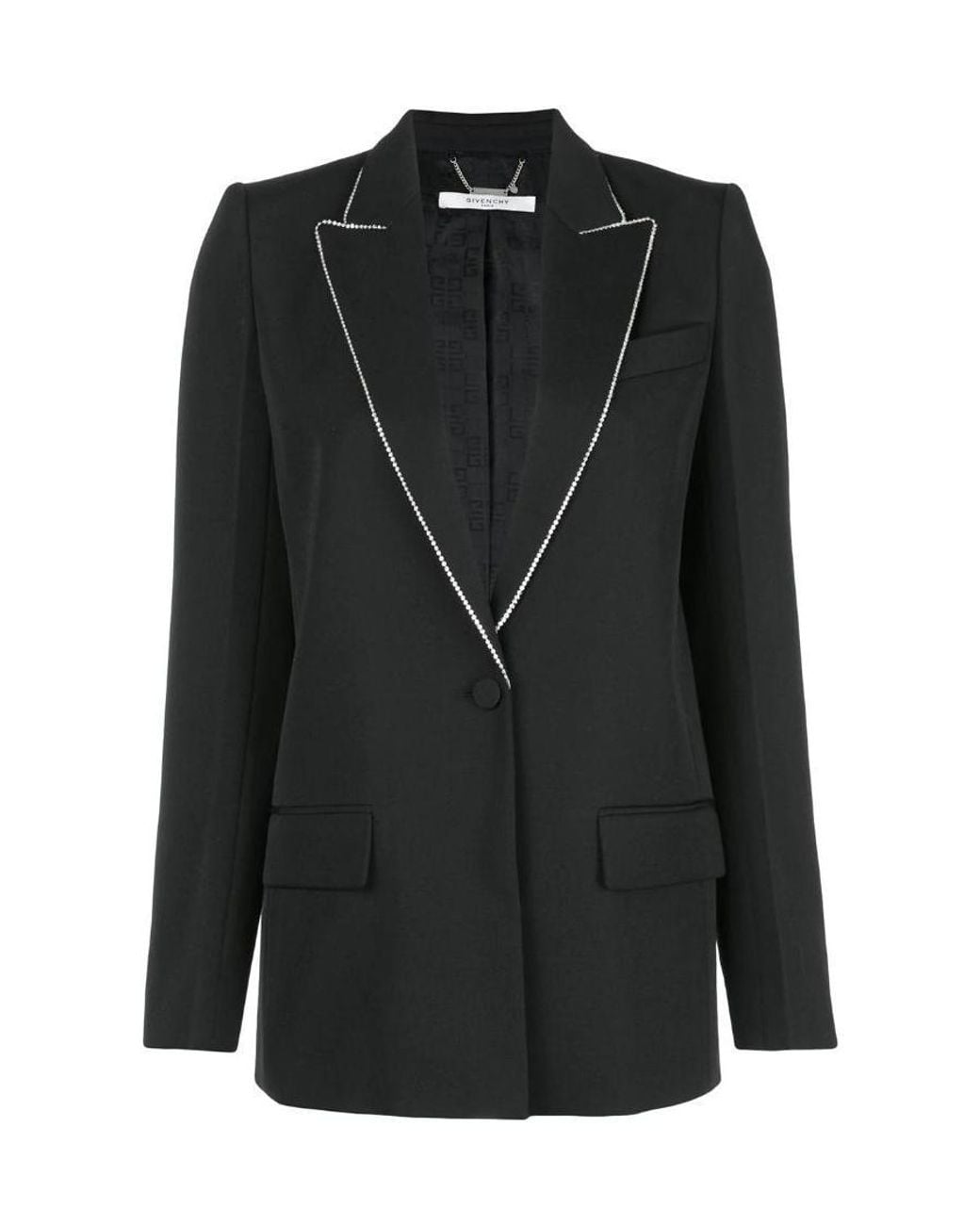 Givenchy Black Embellished Lapel Collar Blazer